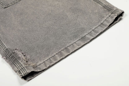 Dirty Washed Damage Panel Wide Leg Denim Jeans WN25917