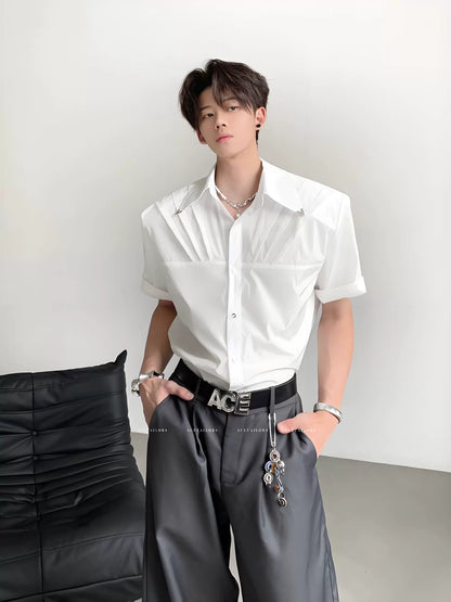 Pleated Wrinkle-Free Short Sleeve Shirt WN20089