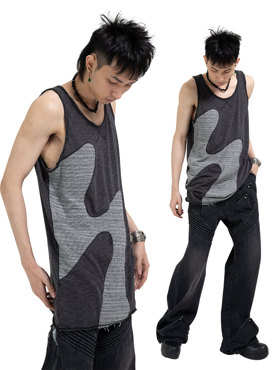 Bicolor Loose Tank Top WN17028