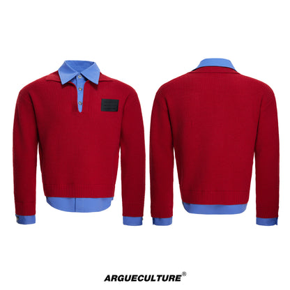 Fake Layered Wool Blend Short Knit Sweater WN23323