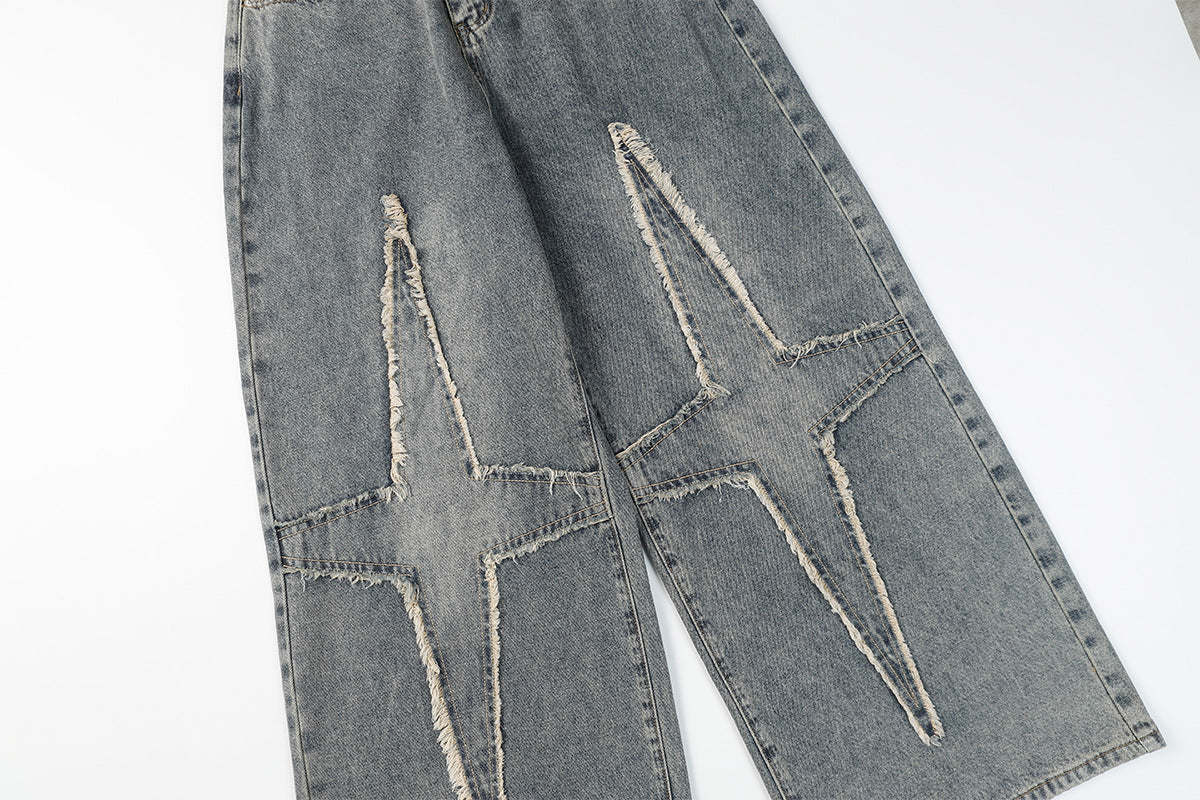 Panel Design Wide Leg Denim Jeans WN25497