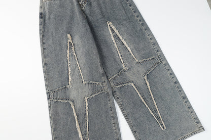 Panel Design Wide Leg Denim Jeans WN25497