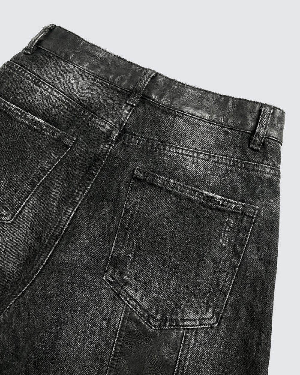 Washed Patchwork Curved Faded Denim Jeans WN27895