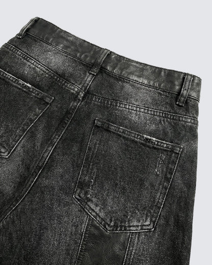 Washed Patchwork Curved Faded Denim Jeans WN27895
