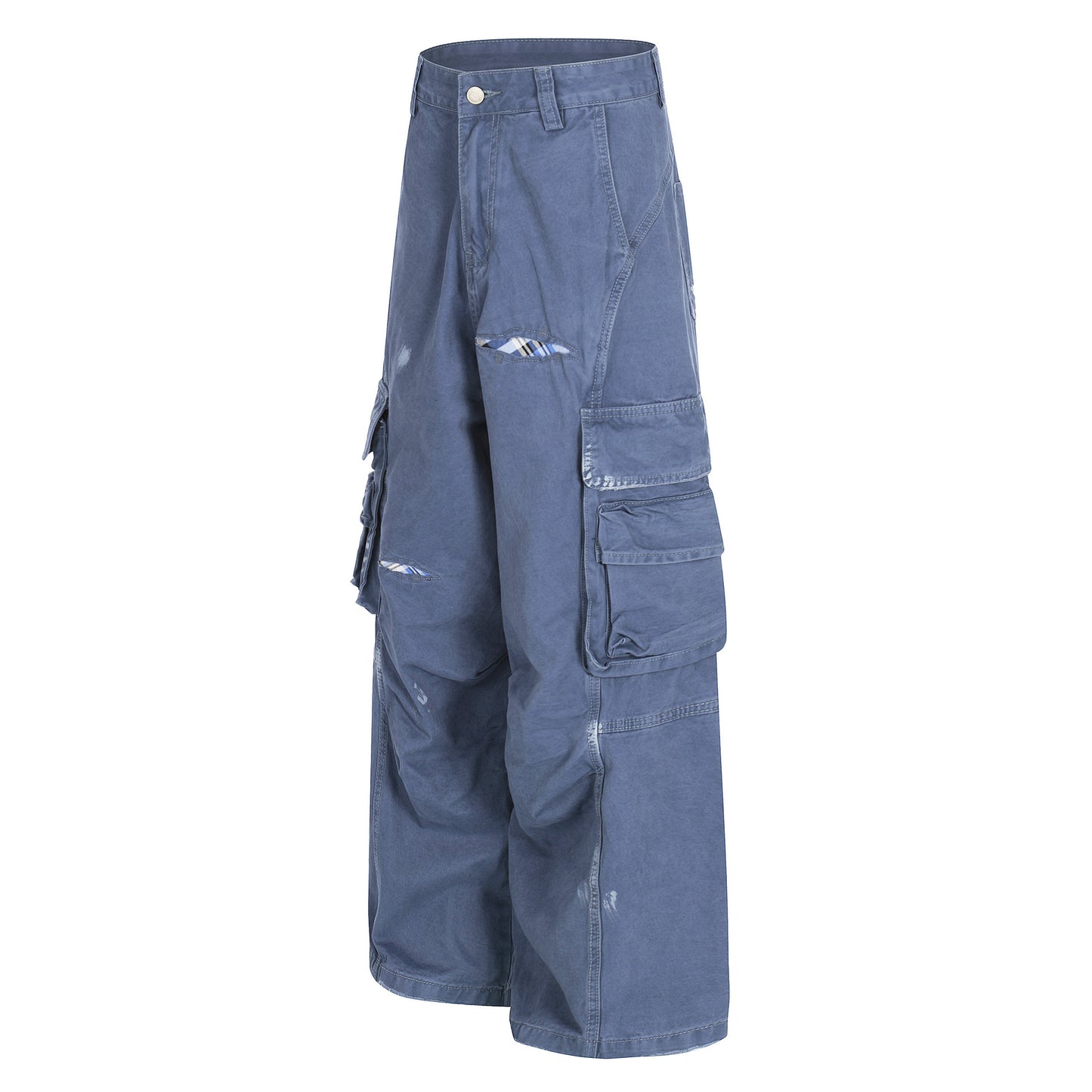 Damage Dirty Wide Leg Curved Cargo Pants WN25866