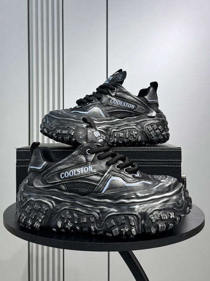 Washed Platform Chunky Sole Sneakers WN24642