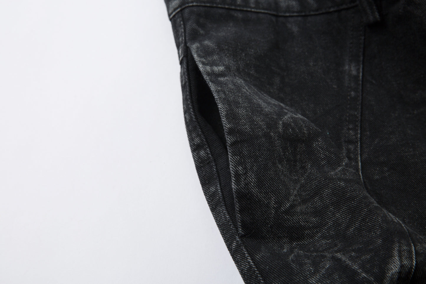 Washed Crinkle Button Fly Wide Leg Denim Jeans WN26144
