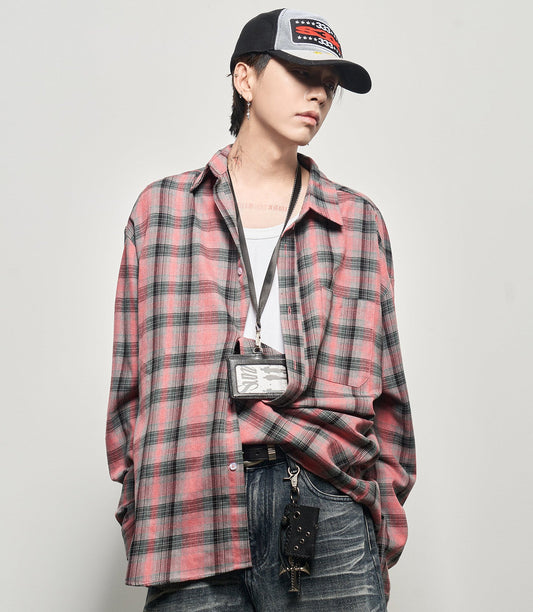 Plaid Oversize Long Sleeve Shirt WN22945