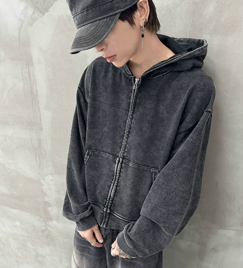 Washed Oversize Zipper Hoodie WN21165