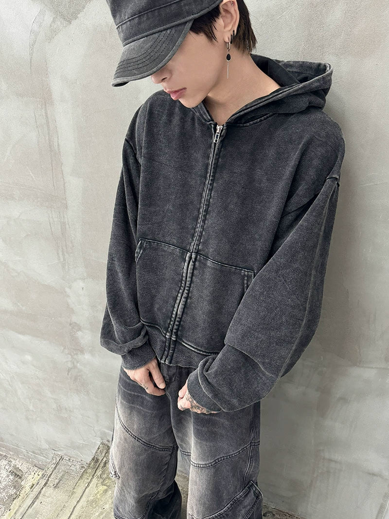 Washed Oversize Zipper Hoodie WN21165