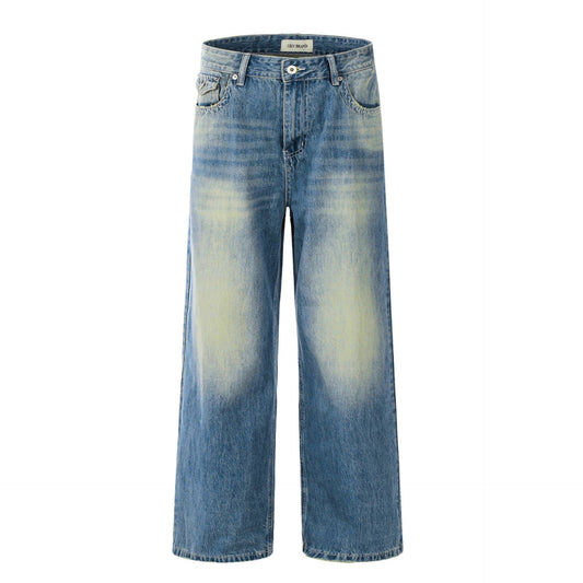 Washed Heavy-Duty Straight Denim Jeans WN12779