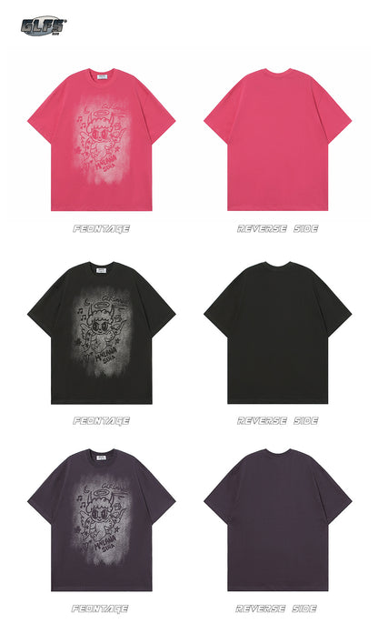 Graffiti Cartoon Print Short Sleeve T-Shirt WN26594