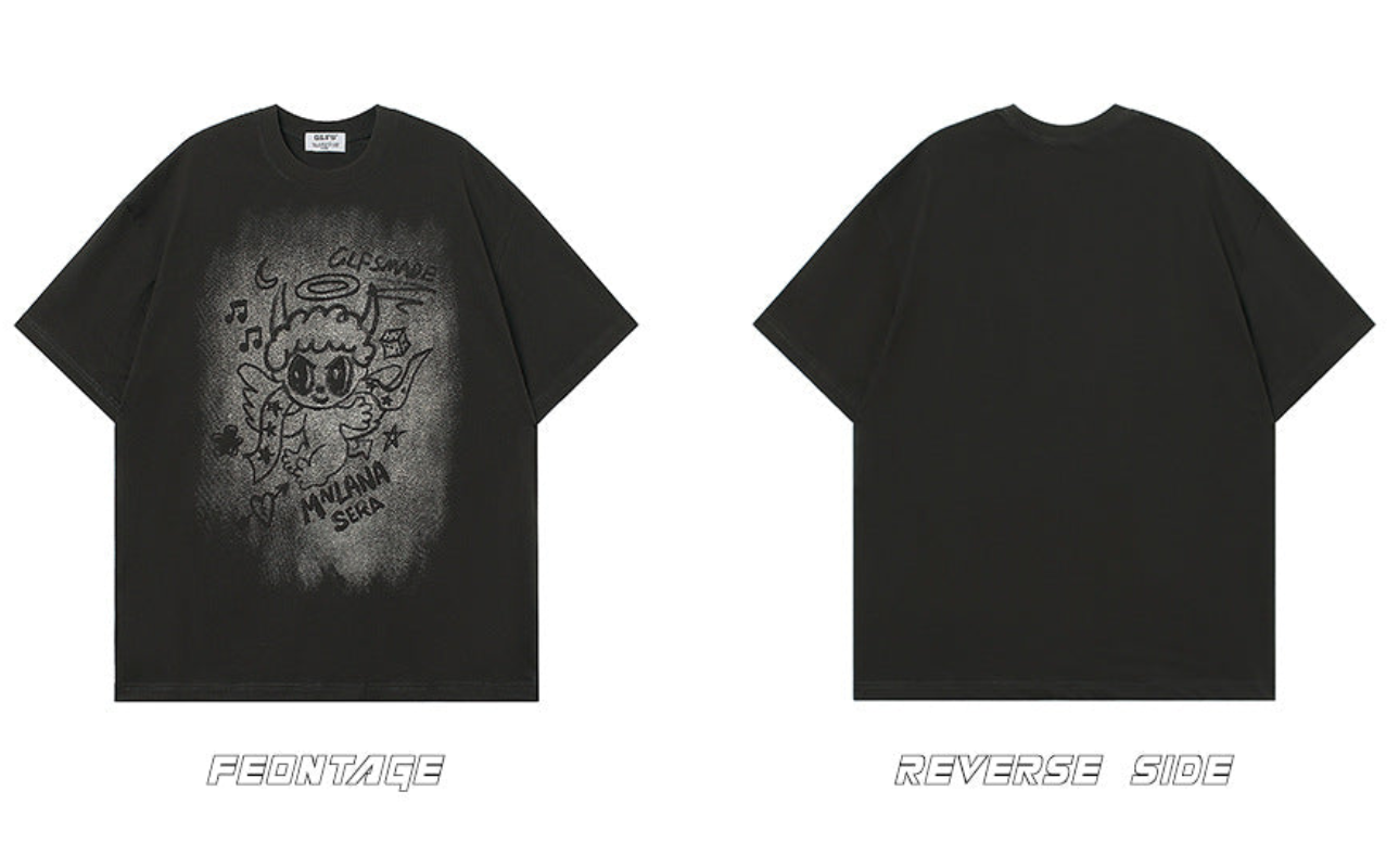 Graffiti Cartoon Print Short Sleeve T-Shirt WN26594