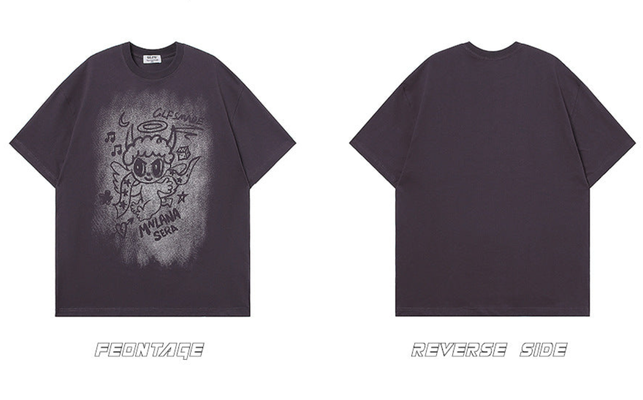 Graffiti Cartoon Print Short Sleeve T-Shirt WN26594