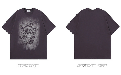 Graffiti Cartoon Print Short Sleeve T-Shirt WN26594