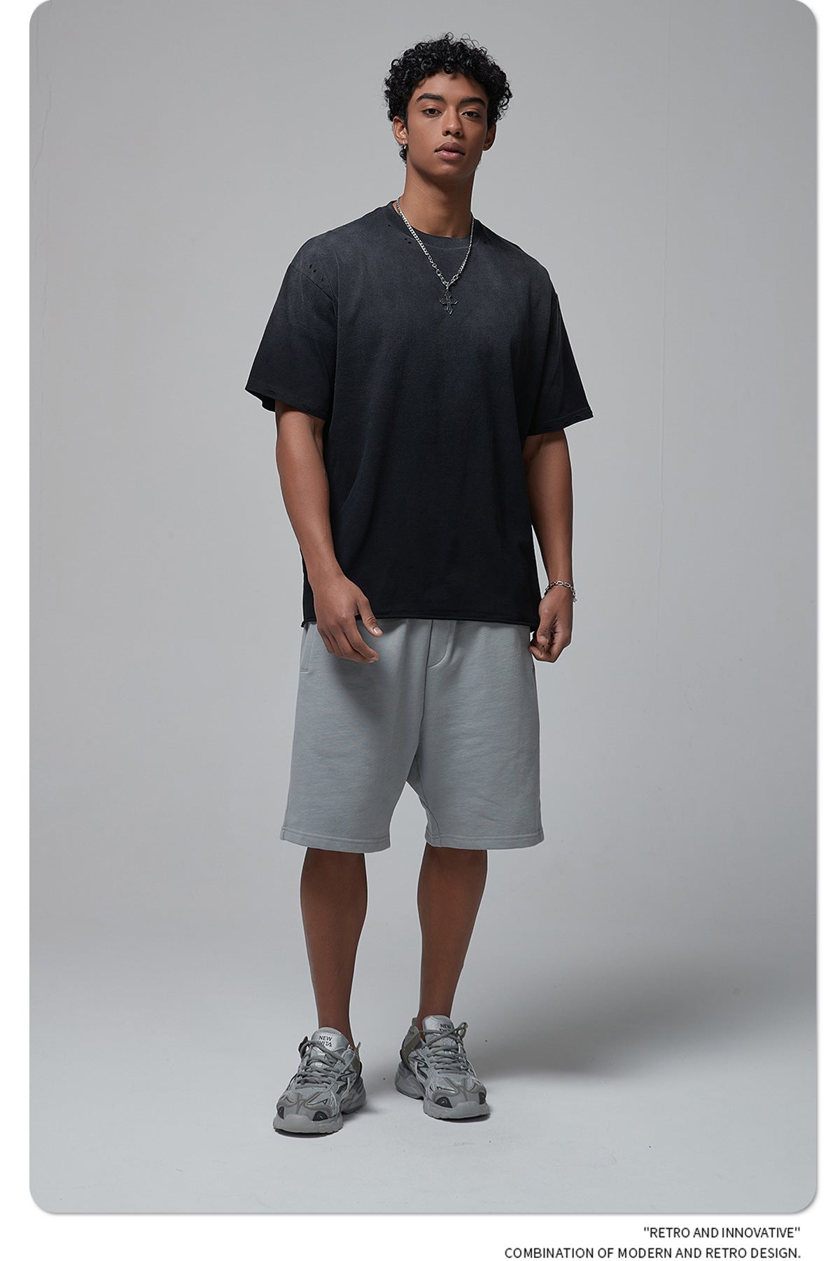 Spray Dyeing Round Neck Short Sleeve T-Shirt WN7806