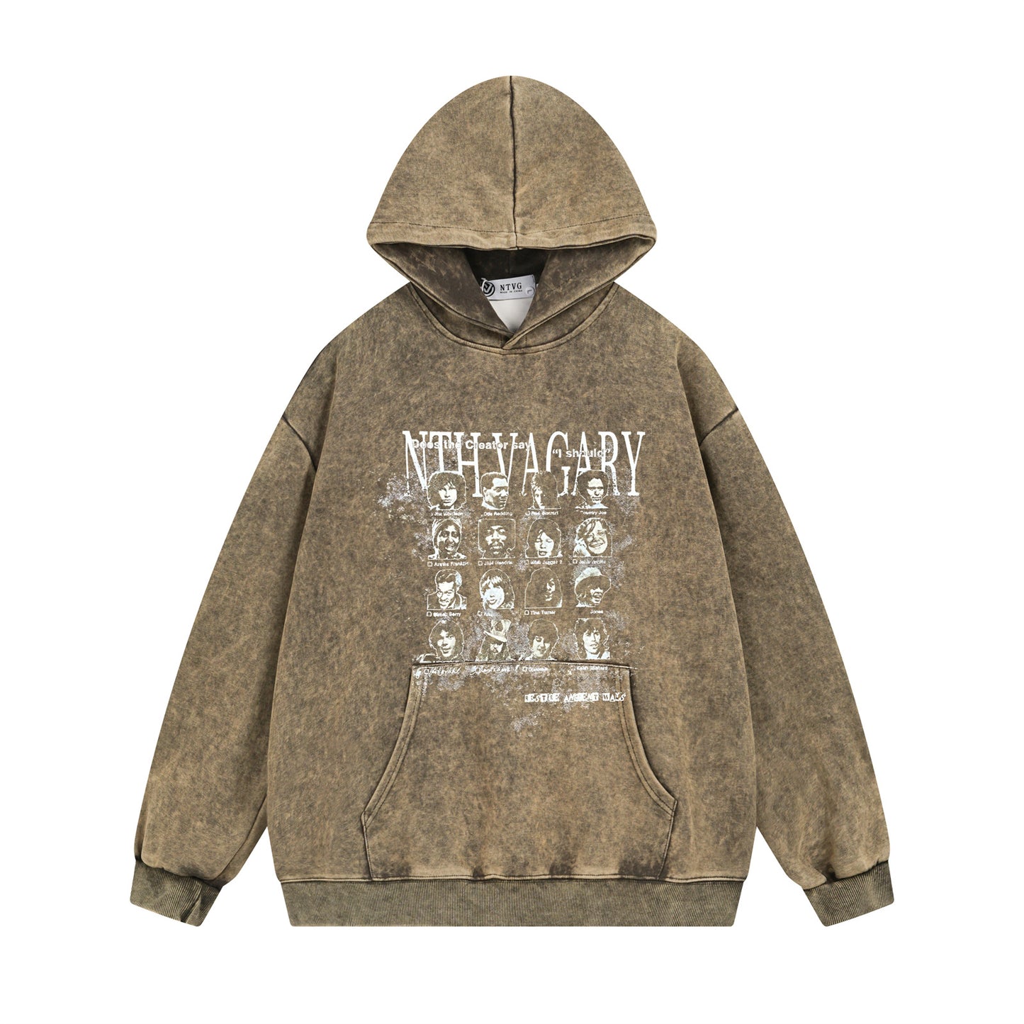 Washed Portrait Print Oversize Hoodie WN11547