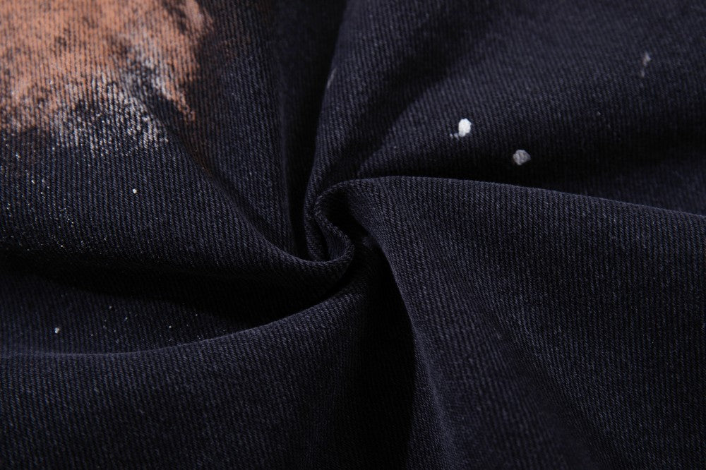 Paint Splatter Workwear Wide Leg Denim Jeans WN27921