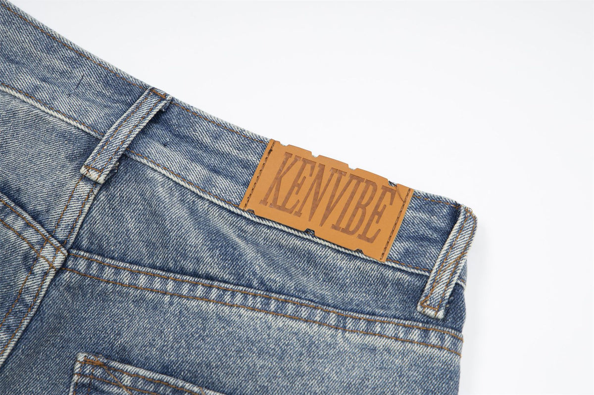 Panel Washed Denim Half Jeans WN26967