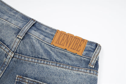 Panel Washed Denim Half Jeans WN26967