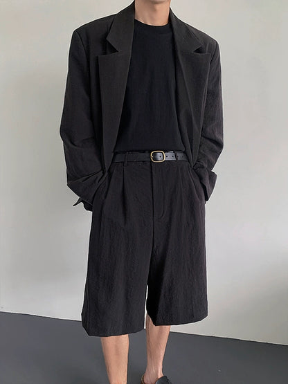 Button Closure Design Jacket & Plain Half Pants Setup WN19280