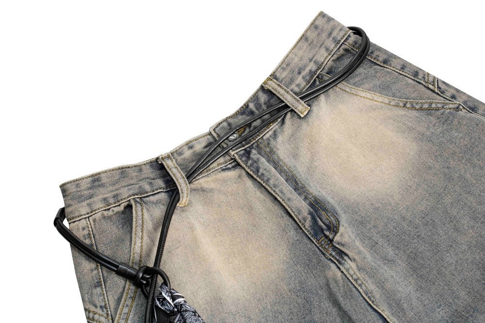 Spray Paint Gradient Wide Leg Denim Jeans WN28063