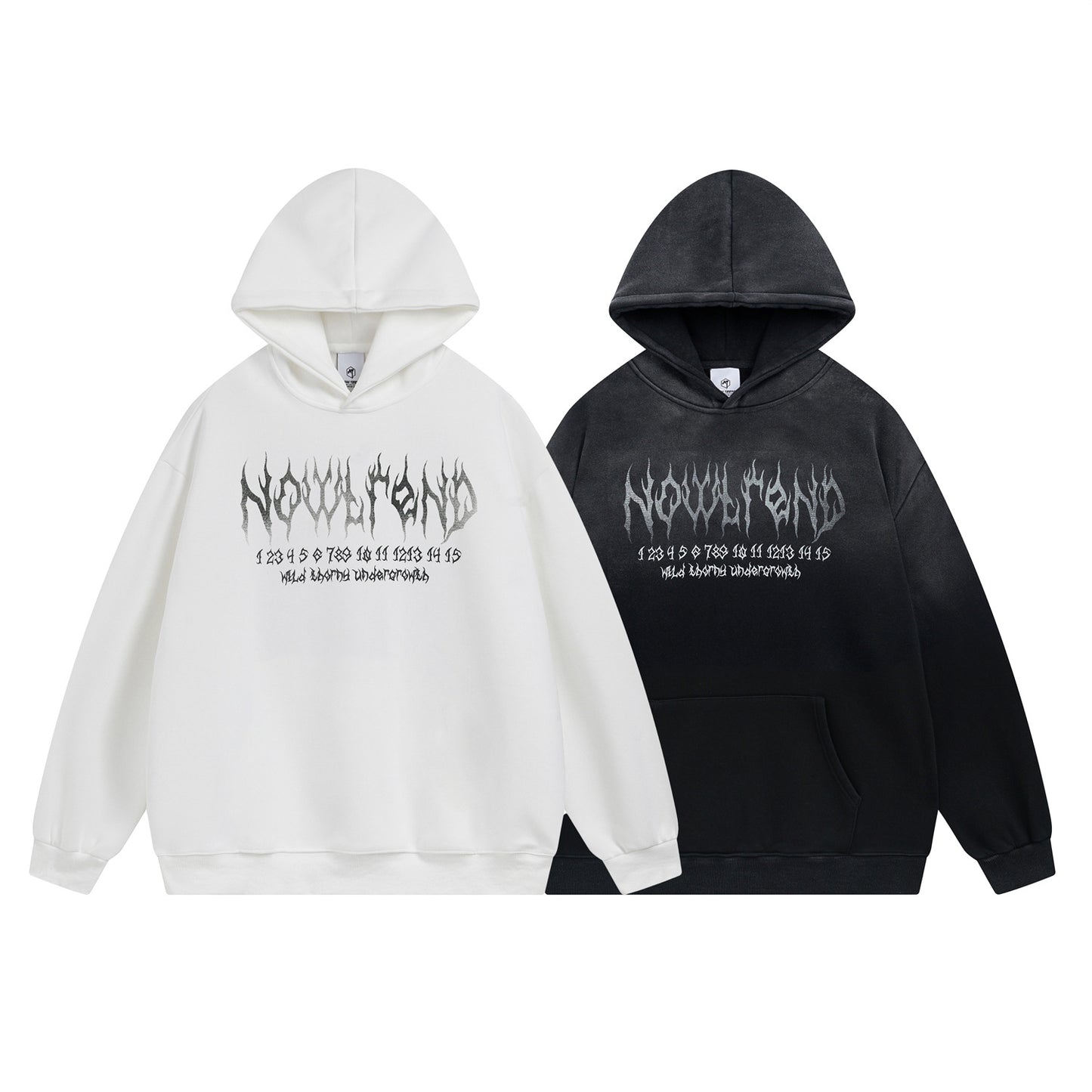 Flame Letter Print Washed Pullover Hoodie WN11478