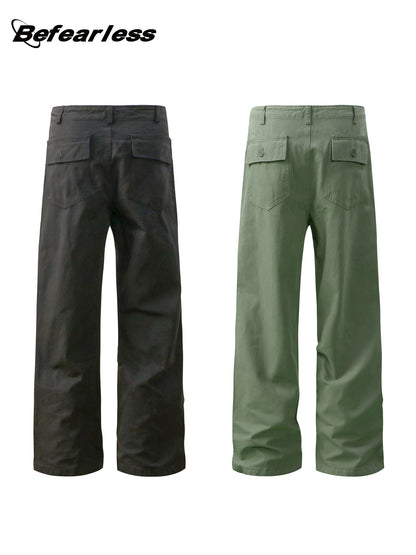 Washed Straight Wide Leg Work Pants WN26378
