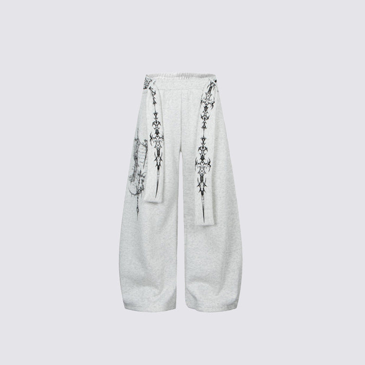 Art Graphic Strap Wide Leg Sweatpants WN27793