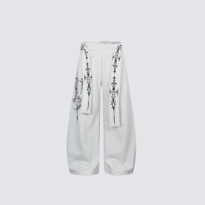 Art Graphic Strap Wide Leg Sweatpants WN27793