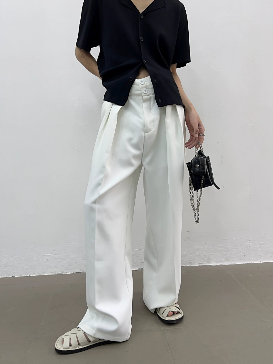 Double Waist Wide-Leg Straight Trousers WN7378