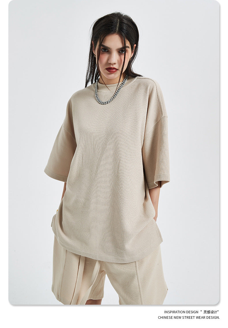 Oversize Waffle Short-sleeve T-shirt & Waffle Short Pants Setup WN6627