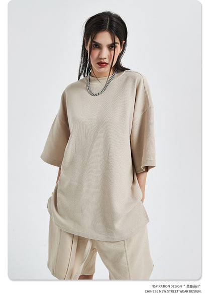 Oversize Waffle Short-sleeve T-shirt & Waffle Short Pants Setup WN6627