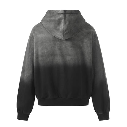 Gradient Number Print Zipper Hoodie WN25524