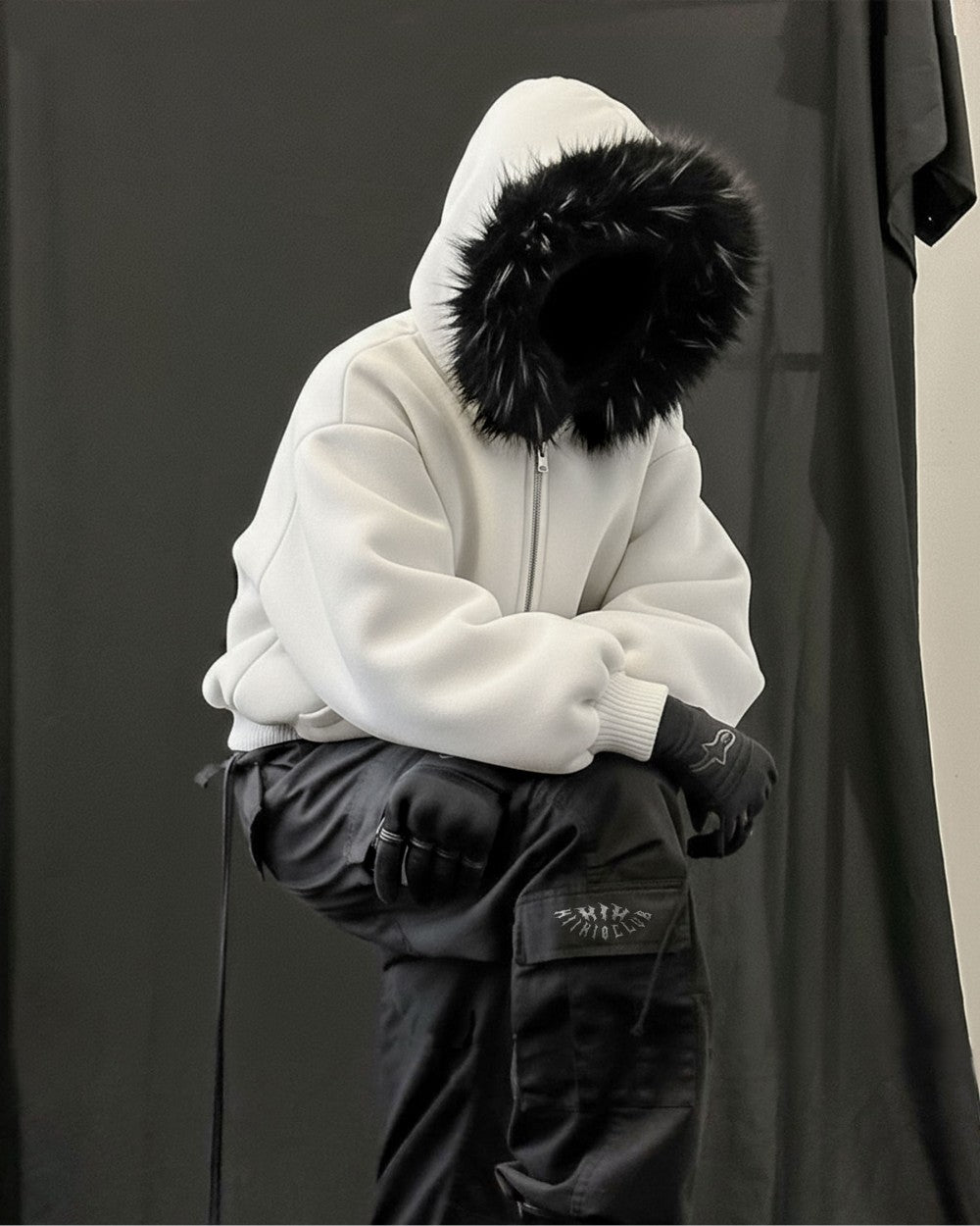 Fake Fur Fleece Lining Oversize Zipper Hoodie WN27959