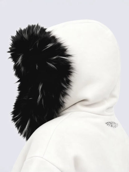 Fake Fur Fleece Lining Oversize Zipper Hoodie WN27959