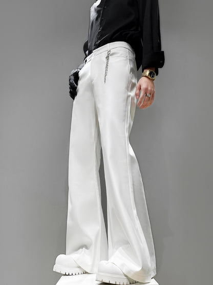 Metal Chain Draped Flare Trousers WN23856