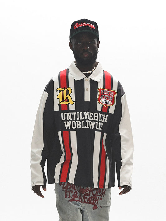 Sporty Colorblock Long Sleeve Polo Shirt WN17726