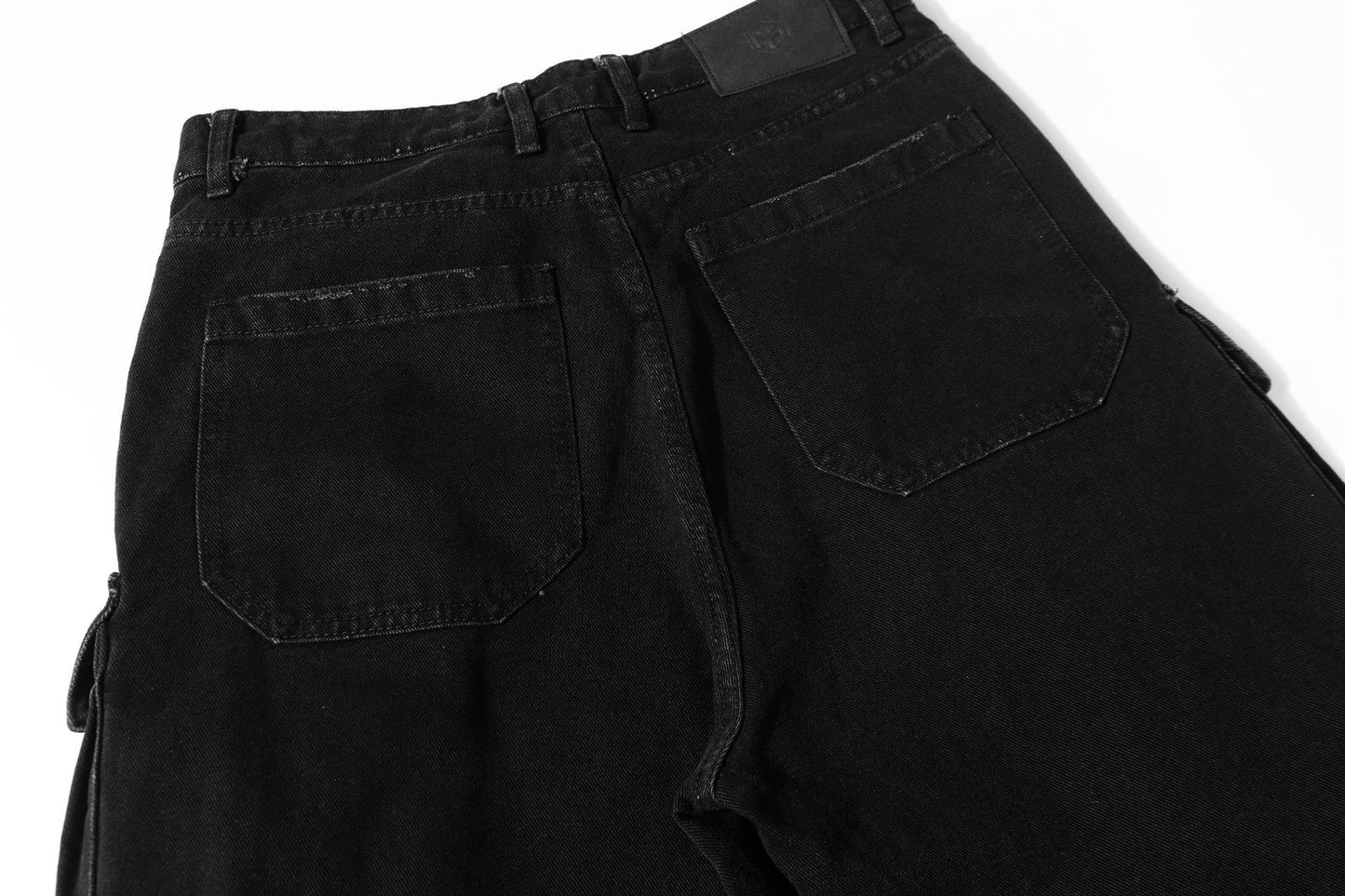 Washed Damage Multi-Pocket Straight Cargo Denim Jeans WN26078