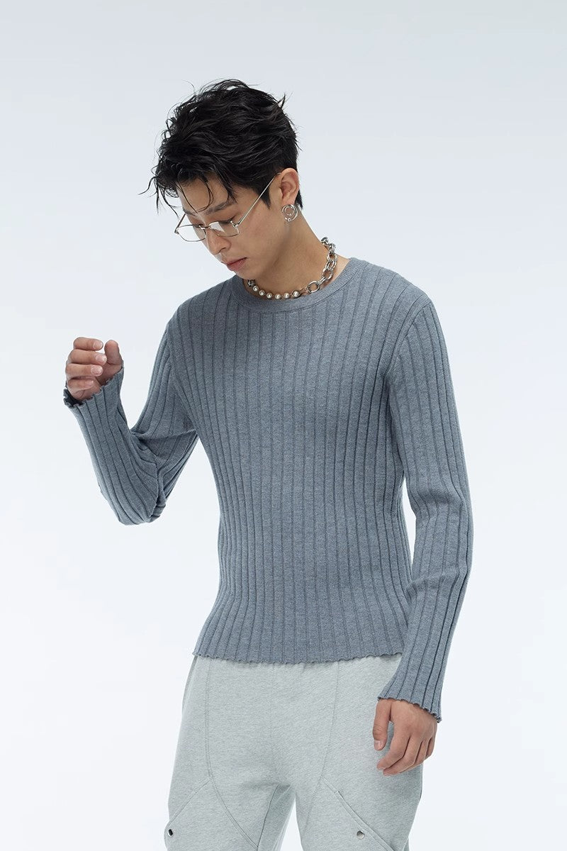 Slim Fit Round Neck Knit Sweater WN9058