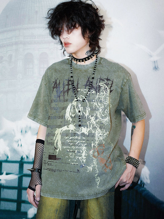 Grunge Washed Oversize Short Sleeve T-Shirt WN15933