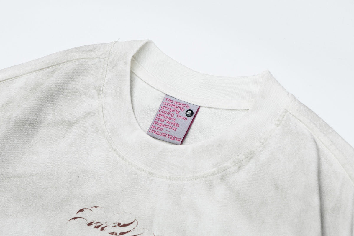 Spray Paint Number Print Short Sleeve T-Shirt WN26041