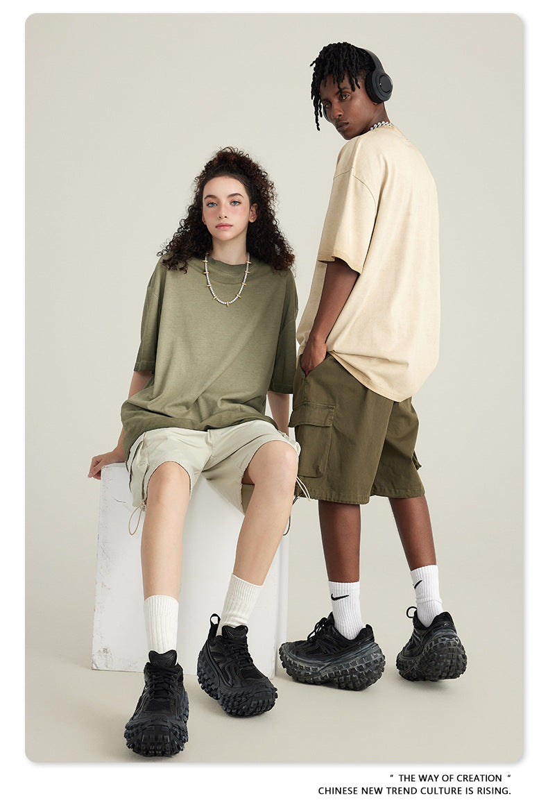 Washed Gradient Pure Cotton Sleeveless T-Shirt WN6075