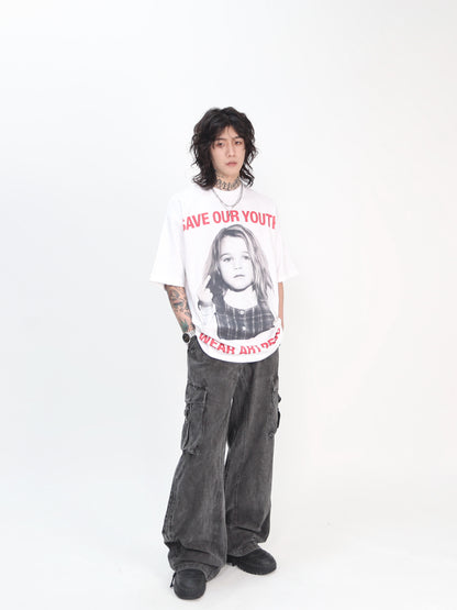 Portrait Print Oversize Short Sleeve T-Shirt WN24489