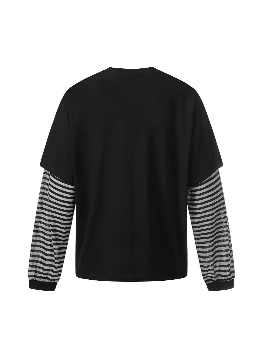 Fake Layered Stripe Graphic Long Sleeve T-Shirt WN28013
