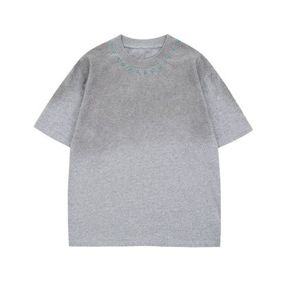 Spray Paint Beaded Oversize Short Sleeve T-Shirt WN16210