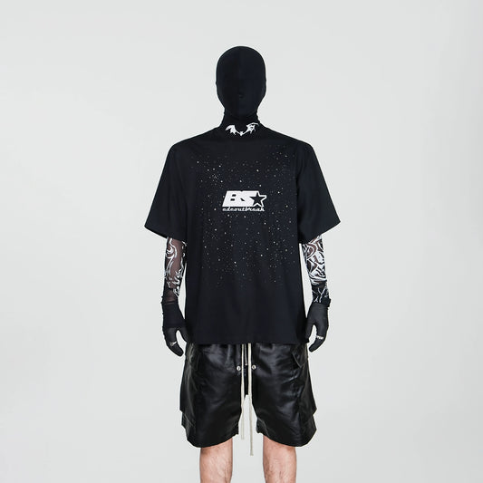 Embroidery Reflective Print Oversize Short Sleeve T-Shirt WN17333