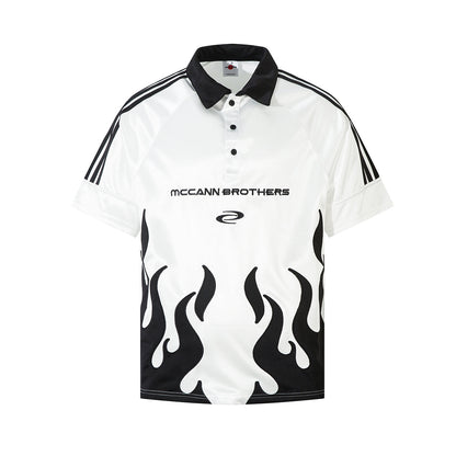 Stripe Flame Print Short Sleeve Shirt WN25453
