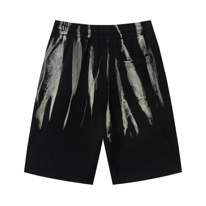 Drawstring Wash Tie-Dye Damage Half Sweatpants WN25589