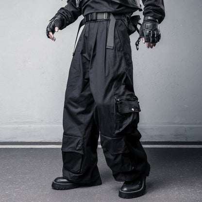 Large Pocket Wash Wide Leg Cargo Pants WN22353